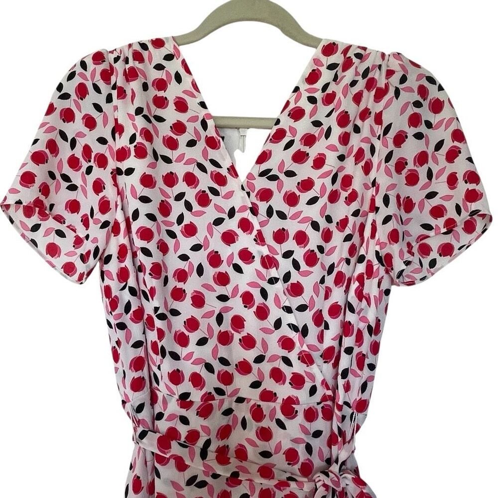 Talbots Red Pink Floral Cascade Faux Wrap Summer Dress Women’s Size 8 Petite 8P - Picture 4 of 7